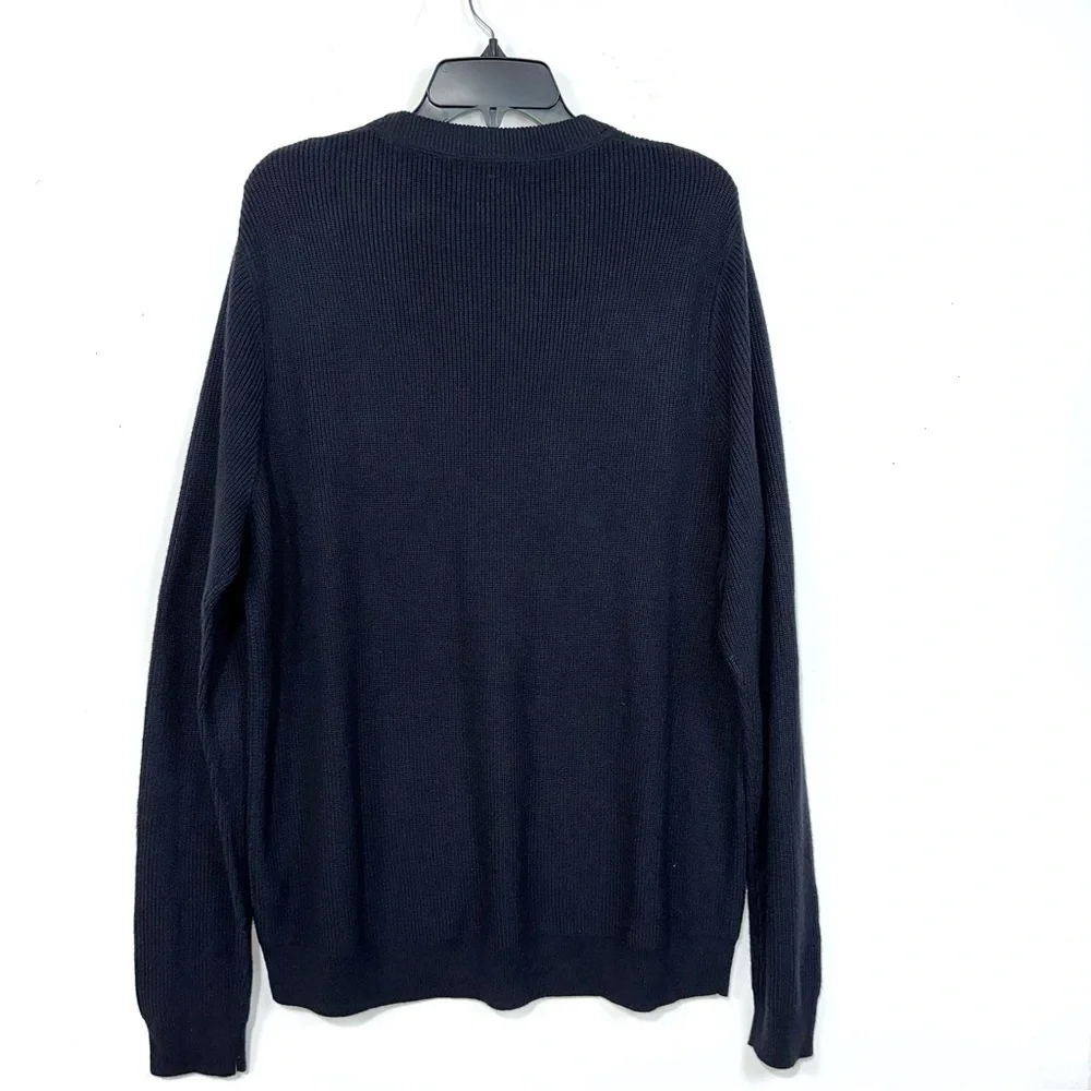 1901 Nordstrom Crewneck Ribbed Knit Sweater In Black Caviar Size XL NEW